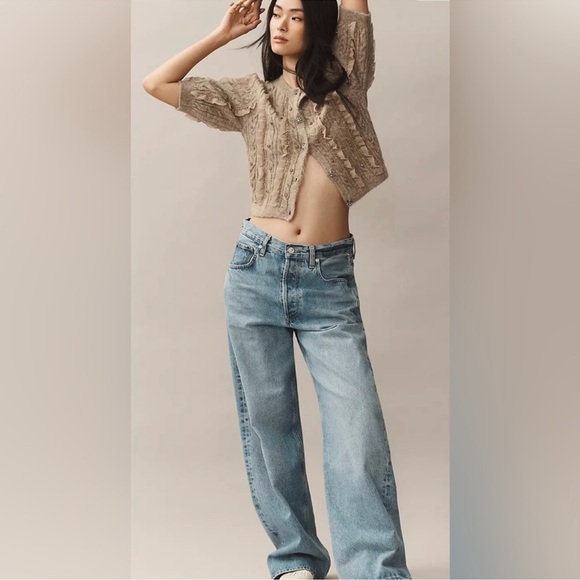 Maeve Embellished Tan Ruffle Button Cardigan - Picture 8 of 8